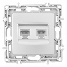 Розетка двойная rj-11 и ethernet rj-45, без рамки arte milano am-217 217.44-1.silver